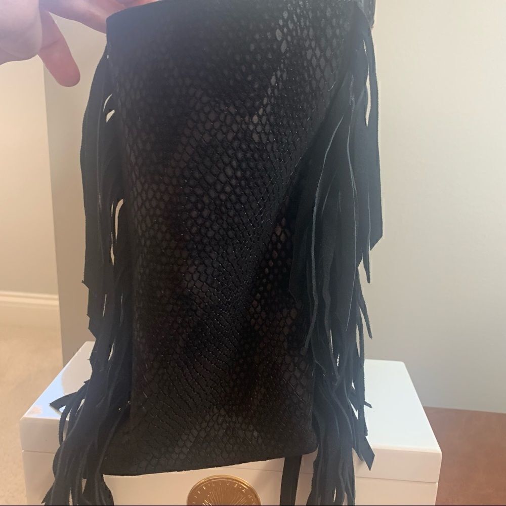 Henri Bendel A-List Satchel Black with Fringe - Picture 7 of 15